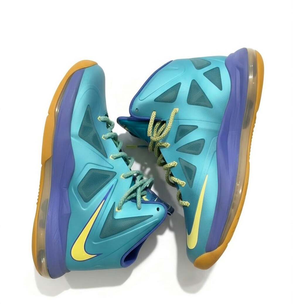 Nike LeBron X GS Size 7 Sport Turquoise Volt Violet Force